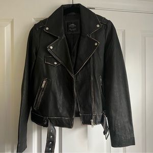 NWOT Zara Womens genuine sheep leather motorcycle leather jacket size small